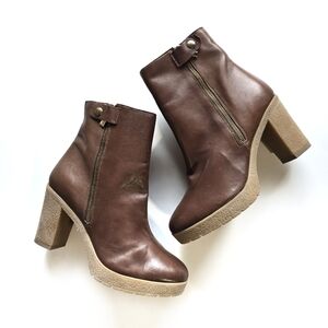 Adalphi Brown Leather Platform Boots Size 10 NWOB